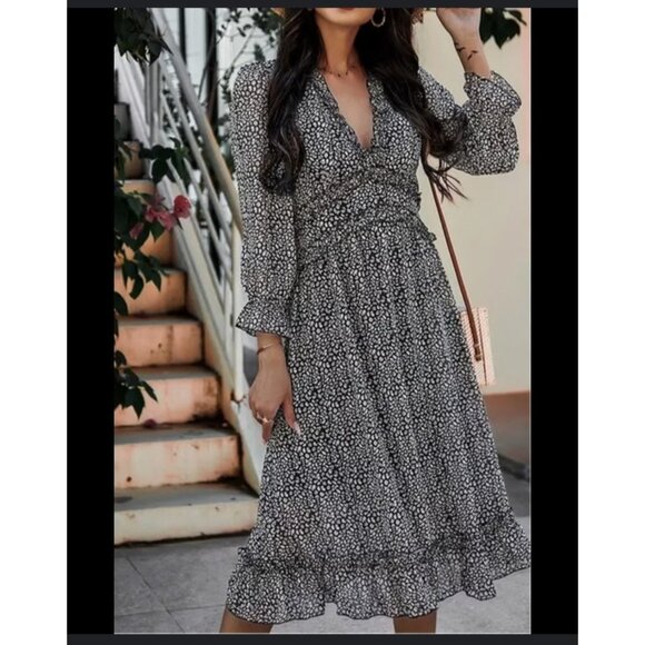 Long Sleeve Midi Dress Conservative Teacher Church Career Professional Size XL - Picture 1 of 16